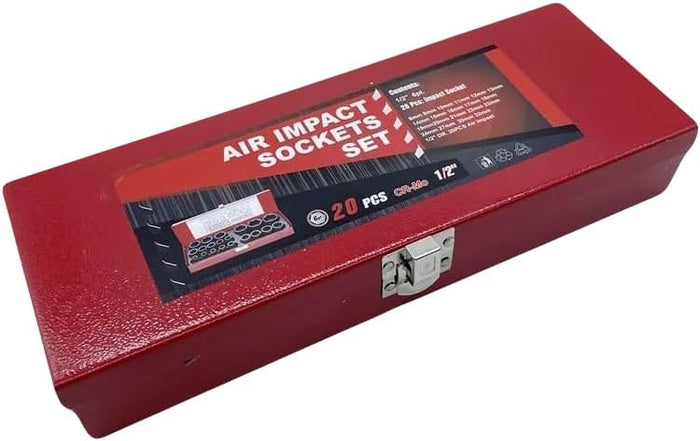 BUSSOLE BOCCOLE PER PISTOLA AVVITATORE PNEUMATICO SET KIT 20 PZ DA 1/2" 8-32MM