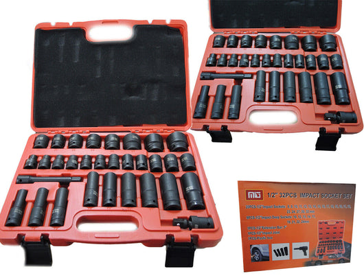 BUSSOLE BOCCOLE PER PISTOLA AVVITATORE PNEUMATICO SET KIT 32PZ 1/2" MIG-2044