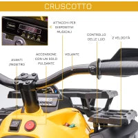 Quad per Bambini Elettrico 12V con Fari e Batteria Ricaricabile, Età 3-5 Anni, 100x65x73cm, Giallo