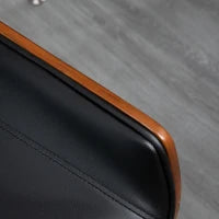 Sedia da Ufficio Vintage Imbottita, in Finta Pelle, Legno e Acciaio, 53x60x86-96 cm, Nero e Marrone Scuro