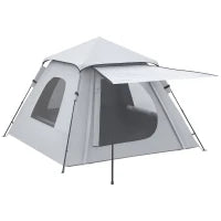 Tenda da campeggio da 2-3 persone con Veranda, 210x210x150cm, grigia e bianca