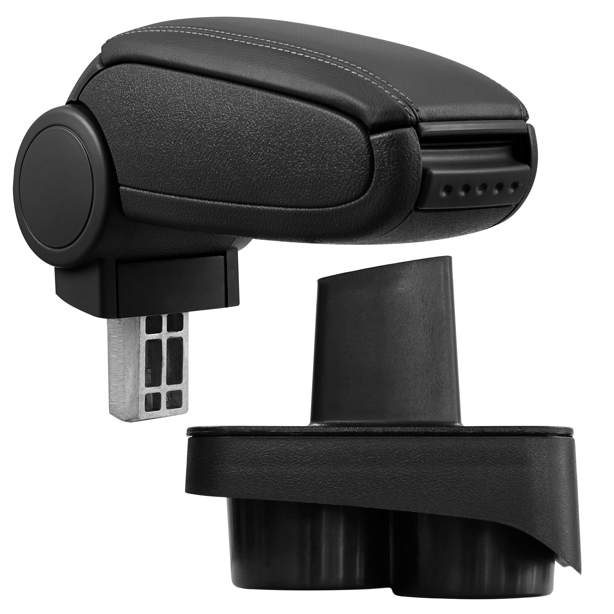 [pro.tec] Bracciolo centrale - Poggiabraccio con vano portaoggetti - imbottito - in similpelle - nero - Skoda Fabia 1