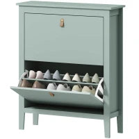 Scarpiera Slim 2 Cassetti per 14 Paia di Scarpe Taglia EU44 e Ripiani Regolabili, 80x24x95.5cm, Verde