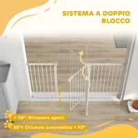 Cancellino per Cani a 3 Estensioni con Larghezza Regolabile 74-148 cm e Chiusura Automatica, Bianco