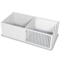 Cuccia per Cuccioli, con Materassino, Facile da Pulire, Legno, 166x80x50 cm, Bianco