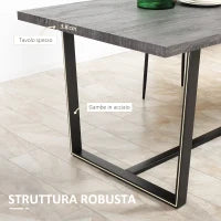 Tavolo da Pranzo Rettangolare Stile Industriale per 8 Persone, 180x90x75cm, Grigio e Nero