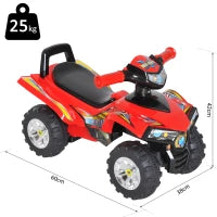 Quad Giocattolo per Bambini con Clacson, Musica e Luci, 60x38x42 cm, in PP Rosso