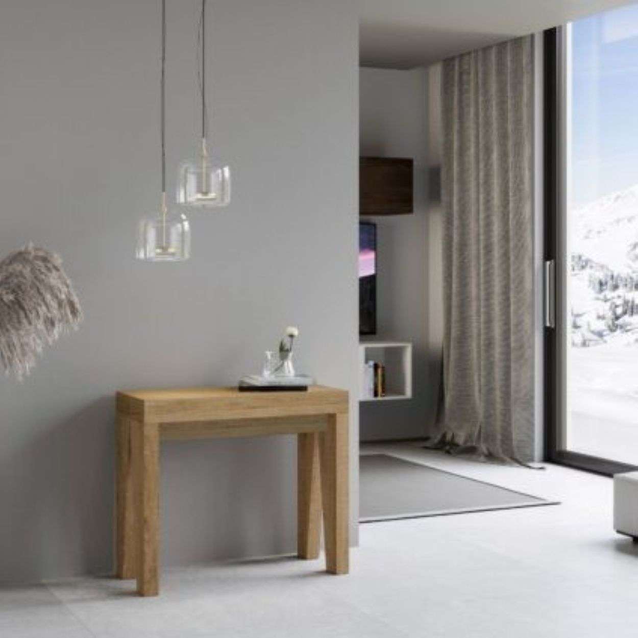 shopinnovativo- Consolle allungabile 90x40/196 cm Naxy Small quercia natura