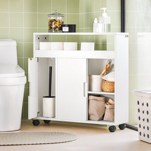 organizer bagno mobile bagno salvaspazio portarotolo bianco BZR02-W