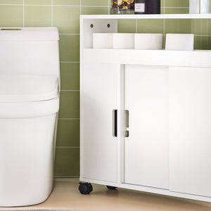 organizer bagno mobile bagno salvaspazio portarotolo bianco BZR02-W