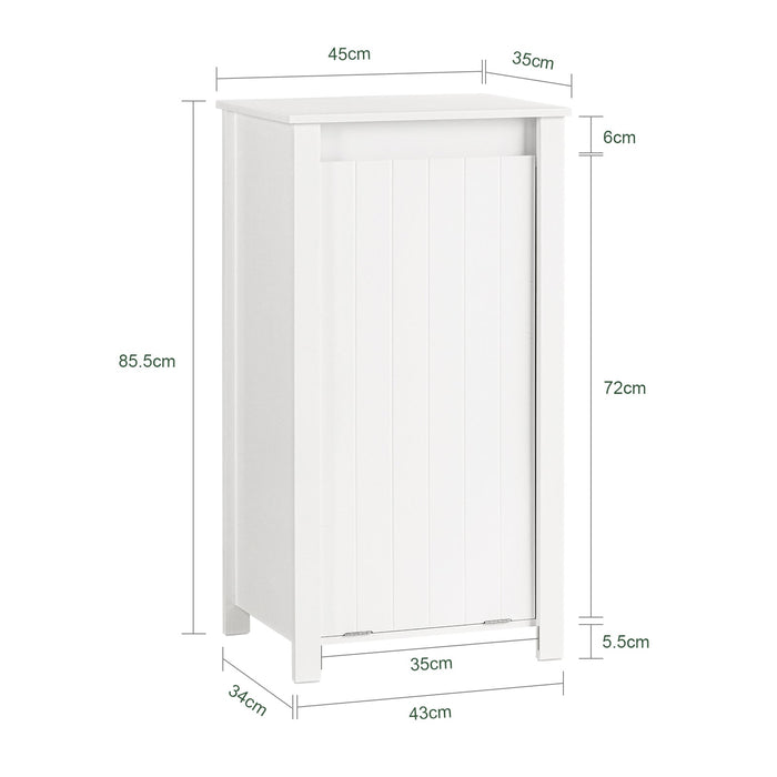 Mobile Porta Biancheria Per Bagno Mobile Lavanderia Con Sacco Portabiancheria Pieghevole Bianco 45x35x85,5cm BZR100-W SoBuy