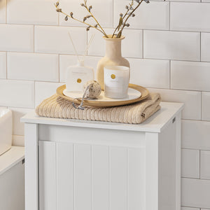 Mobile Porta Biancheria Per Bagno Mobile Lavanderia Con Sacco Portabiancheria Pieghevole Bianco 45x35x85,5cm BZR100-W SoBuy