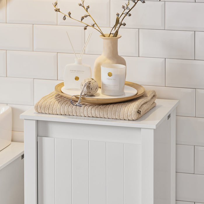 Mobile Porta Biancheria Per Bagno Mobile Lavanderia Con Sacco Portabiancheria Pieghevole Bianco 45x35x85,5cm BZR100-W SoBuy