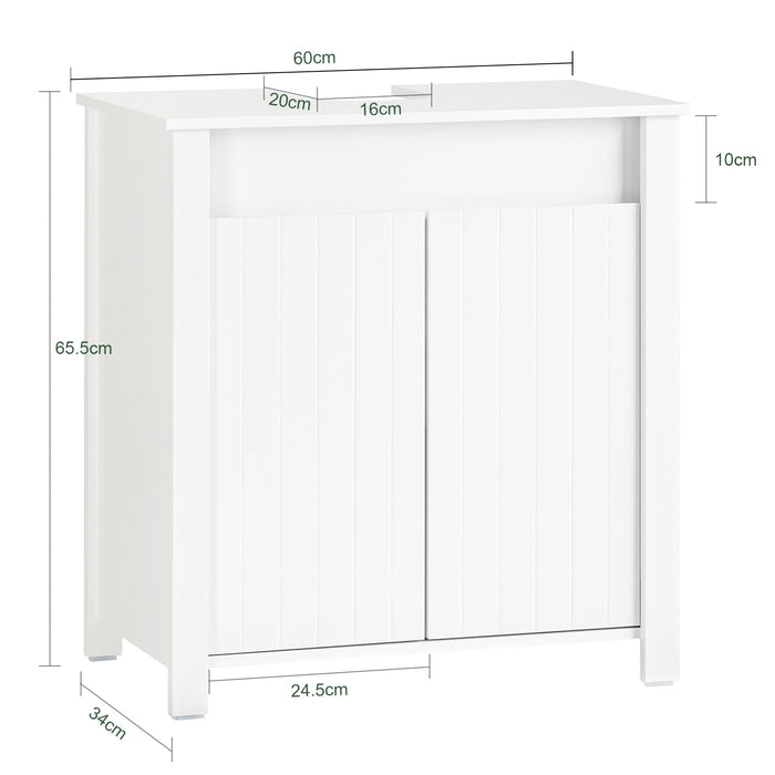 Mobile Sottolavabo Mobile Bagno Mobiletto Per Lavandino Bagno Bianco 60x34x65,5cm BZR101-W SoBuy