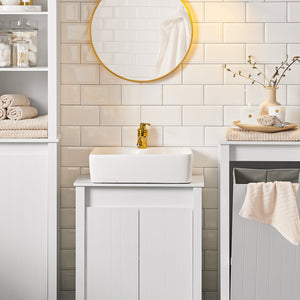 Mobile Sottolavabo Mobile Bagno Mobiletto Per Lavandino Bagno Bianco 60x34x65,5cm BZR101-W SoBuy