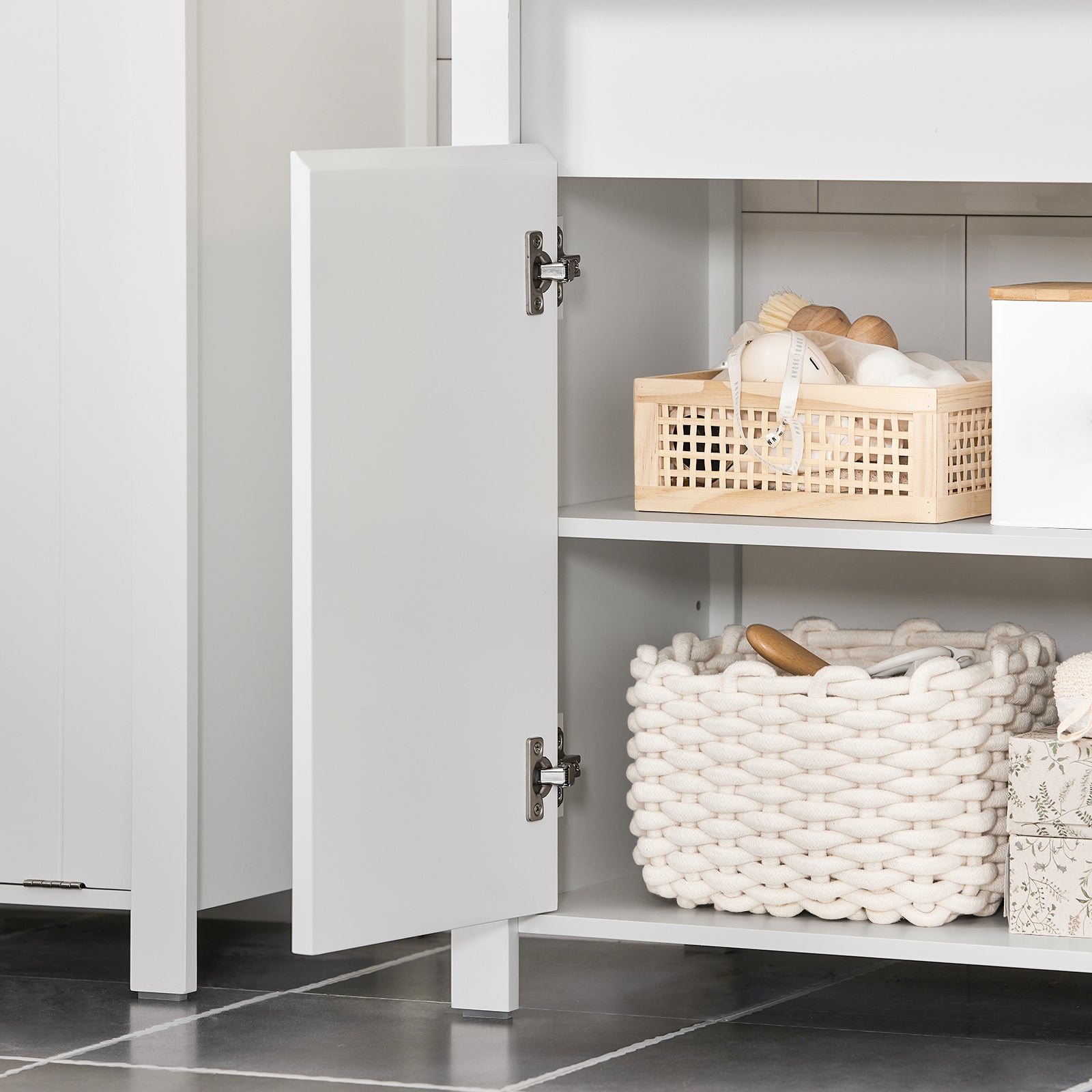 Mobile Sottolavabo Mobile Bagno Mobiletto Per Lavandino Bagno Bianco 60x34x65,5cm BZR101-W SoBuy