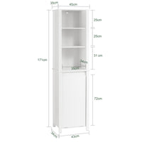Mobile Colonna Bagno Mobile Alto Con Portabiancheria Apribile Mobile Bagno Mobile Bagno Stretto Bianco 45x35x171cm BZR102-W SoBuy