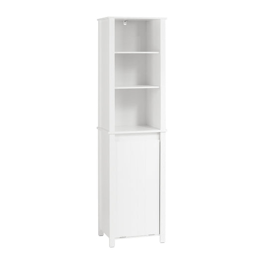 Mobile Colonna Bagno Mobile Alto Con Portabiancheria Apribile Mobile Bagno Mobile Bagno Stretto Bianco 45x35x171cm BZR102-W SoBuy
