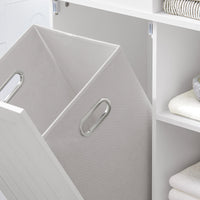 Mobile Alto Con Portabiancheria Apribile Armadietto Da Pavimento Mobile Bagno Bianco 60x37x171cm BZR104-W