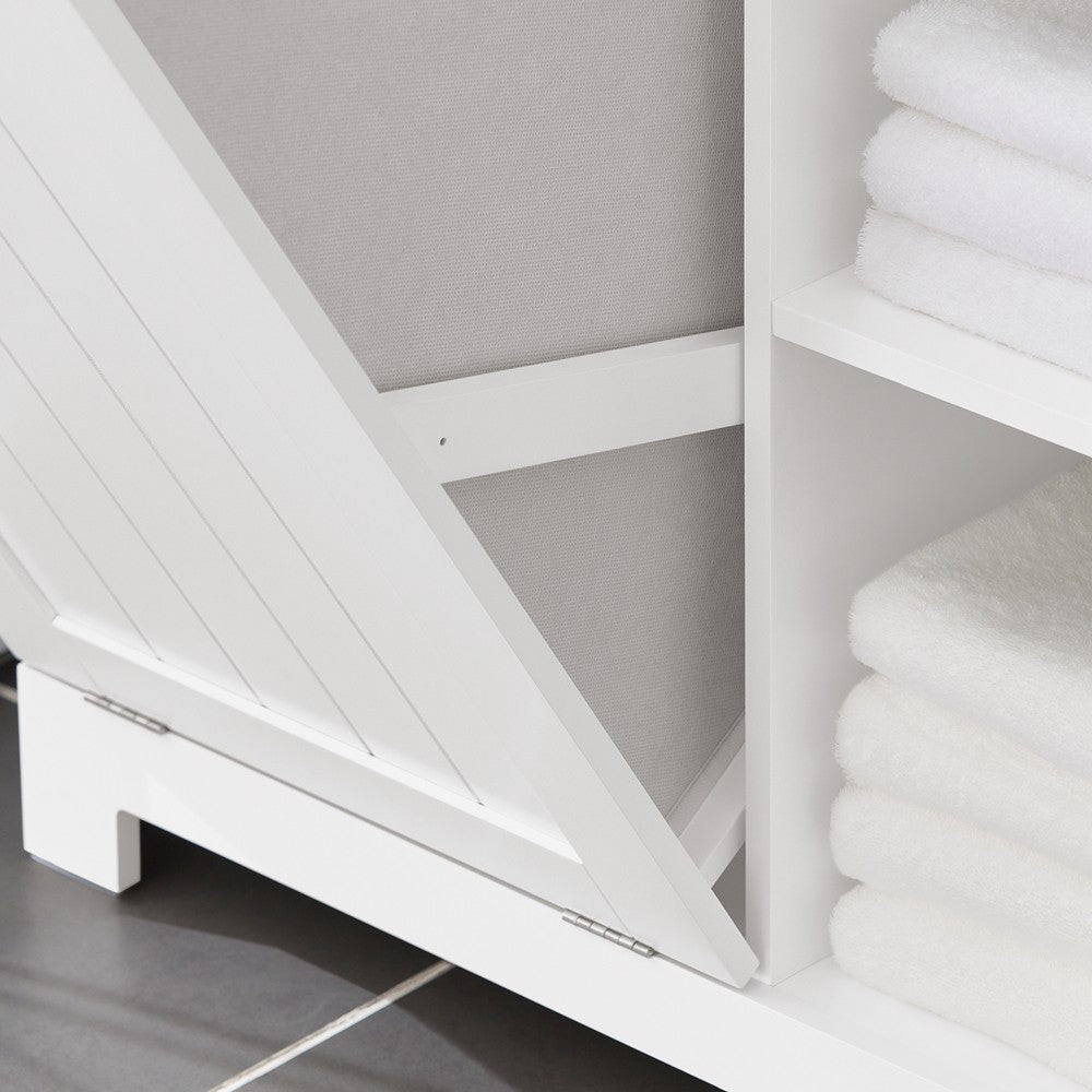 SoBuy Colonna Bagno con Cesto per Linge Mobile Rangemento Alto Armadio Bagno con 6 Ripiani e 2 Cassetti Mobiletto Salvaspazio Bianco 60x37x171 cm BZR104-W