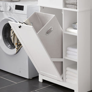 SoBuy Colonna Bagno con Cesto per Linge Mobile Rangemento Alto Armadio Bagno con 6 Ripiani e 2 Cassetti Mobiletto Salvaspazio Bianco 60x37x171 cm BZR104-W