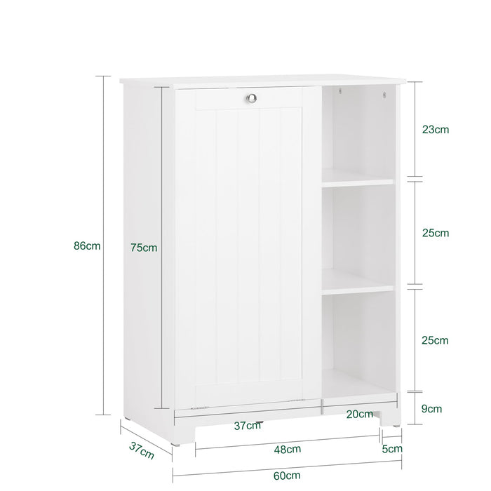 Mobile Porta Biancheria Per Bagno Con Cesto Armadietto Da Bagno Con Portabiancheria Bianco 60x37x86cm BZR105-W SoBuy