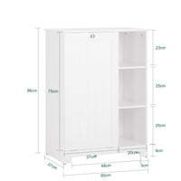 Mobile Porta Biancheria Per Bagno Con Cesto Armadietto Da Bagno Con Portabiancheria Bianco 60x37x86cm BZR105-W SoBuy