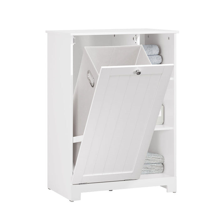 Mobile Porta Biancheria Per Bagno Con Cesto Armadietto Da Bagno Con Portabiancheria Bianco 60x37x86cm BZR105-W SoBuy