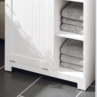 Mobile Porta Biancheria Per Bagno Con Cesto Armadietto Da Bagno Con Portabiancheria Bianco 60x37x86cm BZR105-W SoBuy