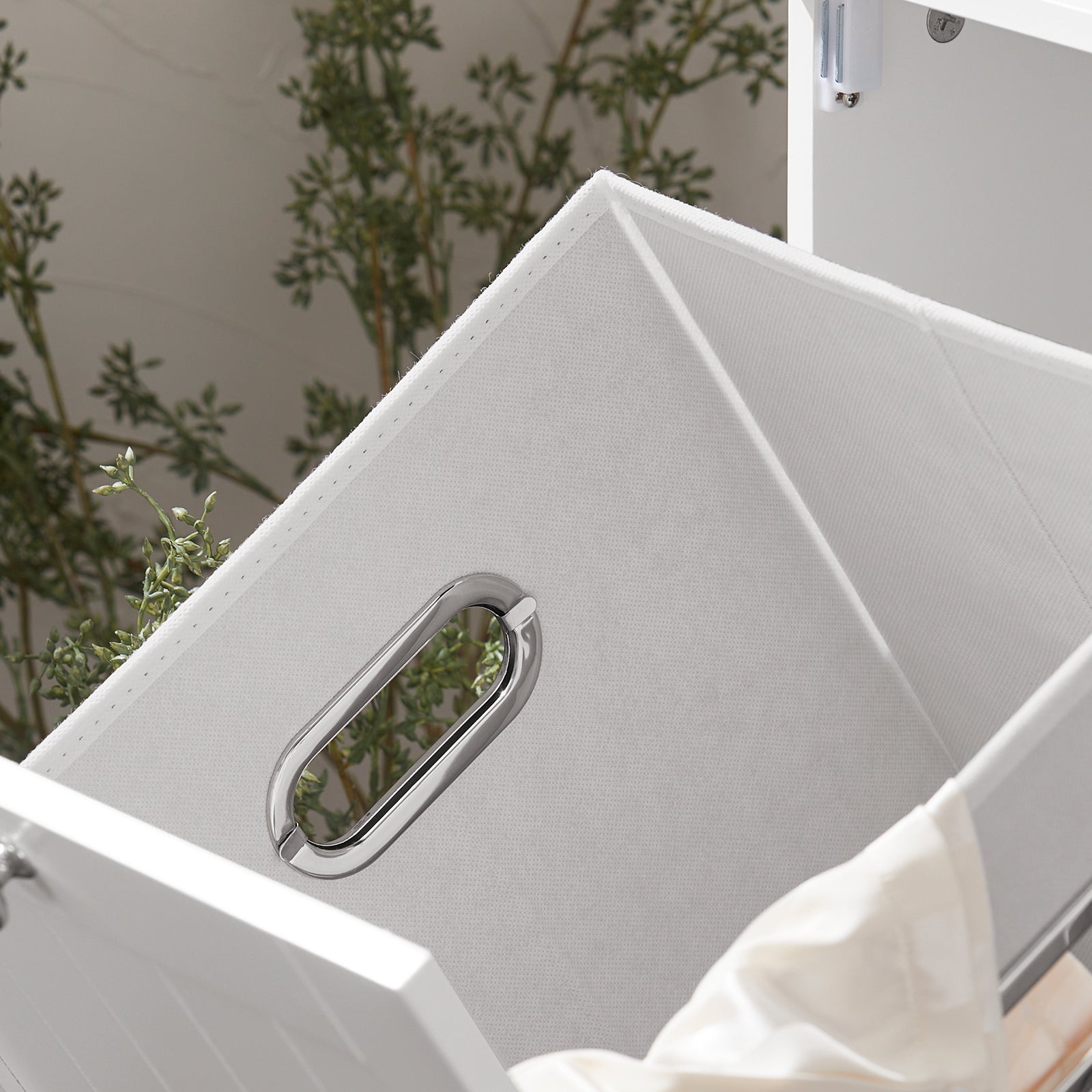 Mobile Porta Biancheria Per Bagno Con Cesto Armadietto Da Bagno Con Portabiancheria Bianco 60x37x86cm BZR105-W SoBuy