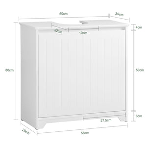 Mobile Sottolavabo Con 2 Ante Pieghevoli Mobile Bagno Mobile Lavabo Bianco 60x30x60cm BZR108-II-W