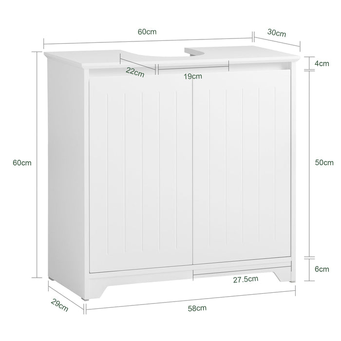 Mobile Sottolavabo Con 2 Ante Pieghevoli Mobile Bagno Mobile Lavabo Bianco 60x30x60cm BZR108-II-W