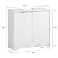 Mobile Sottolavabo Con 2 Ante Pieghevoli Mobile Bagno Mobile Lavabo Bianco 60x30x60cm BZR108-II-W