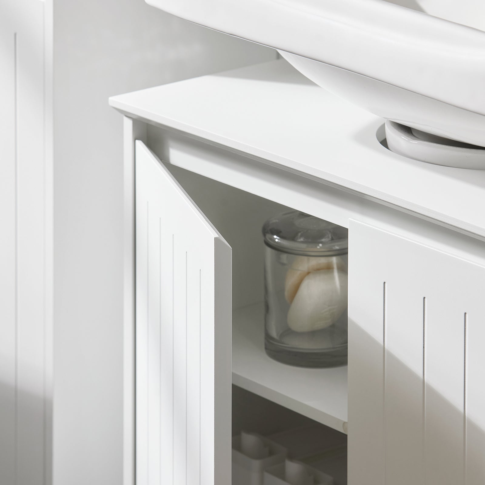 Mobile Sottolavabo Con 2 Ante Pieghevoli Mobile Bagno Mobile Lavabo Bianco 60x30x60cm BZR108-II-W