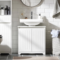 Mobile Sottolavabo Con 2 Ante Pieghevoli Mobile Bagno Mobile Lavabo Bianco 60x30x60cm BZR108-II-W