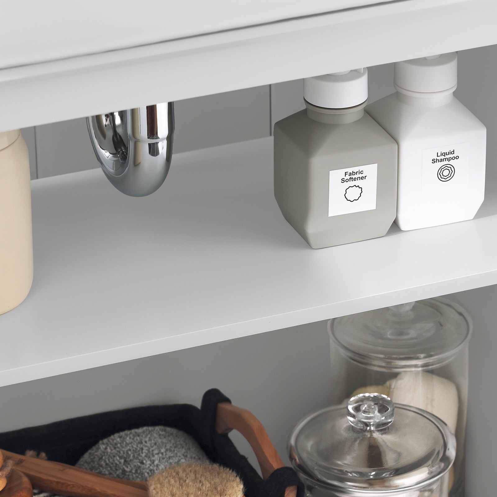 Mobile Sottolavabo Mobile Bagno Mobile Base Per Lavabo Con 2 Ante Bianco 60x30x60cm BZR108-W SoBuy