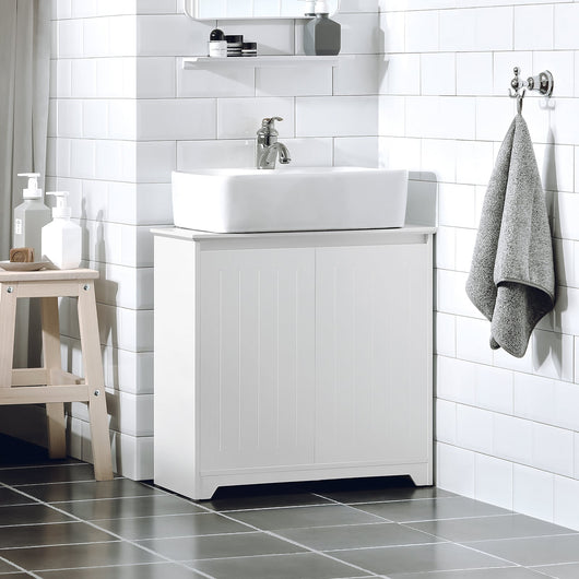 Mobile Sottolavabo Mobile Bagno Mobile Base Per Lavabo Con 2 Ante Bianco 60x30x60cm BZR108-W SoBuy