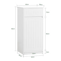 SoBuy Armadietto da Bagno con Cesto portabiancheria –Mobile Lavanderia con Cassetto – Armadio Compatto per Piccoli Spazi, Mobiletto Bagno Salvaspazio in Legno, 40x90x38cm, Bianco, BZR110-W