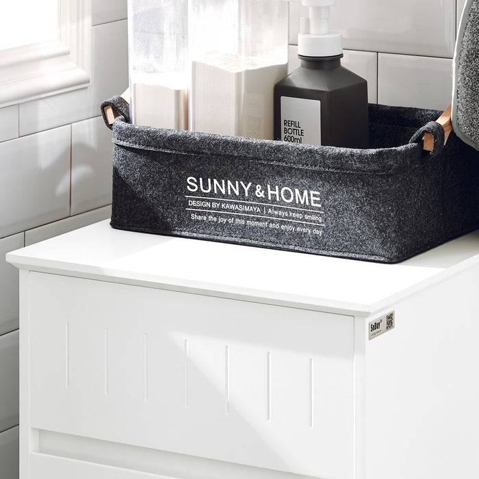 SoBuy Armadietto da Bagno con Cesto portabiancheria –Mobile Lavanderia con Cassetto – Armadio Compatto per Piccoli Spazi, Mobiletto Bagno Salvaspazio in Legno, 40x90x38cm, Bianco, BZR110-W