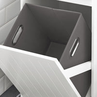 SoBuy Armadietto da Bagno con Cesto portabiancheria –Mobile Lavanderia con Cassetto – Armadio Compatto per Piccoli Spazi, Mobiletto Bagno Salvaspazio in Legno, 40x90x38cm, Bianco, BZR110-W