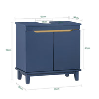 Mobile Sottolavabo Con 2 Ante Senza Lavandino Mobile Mobiletto Per Lavandino Bagno Blu, 60x30x59cm, BZR113-B SoBuy