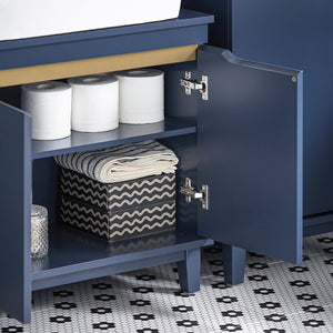 Mobile Sottolavabo Con 2 Ante Senza Lavandino Mobile Mobiletto Per Lavandino Bagno Blu, 60x30x59cm, BZR113-B SoBuy