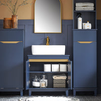 Mobile Sottolavabo Con 2 Ante Senza Lavandino Mobile Mobiletto Per Lavandino Bagno Blu, 60x30x59cm, BZR113-B SoBuy