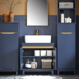Mobile Sottolavabo Con 2 Ante Senza Lavandino Mobile Mobiletto Per Lavandino Bagno Blu, 60x30x59cm, BZR113-B SoBuy