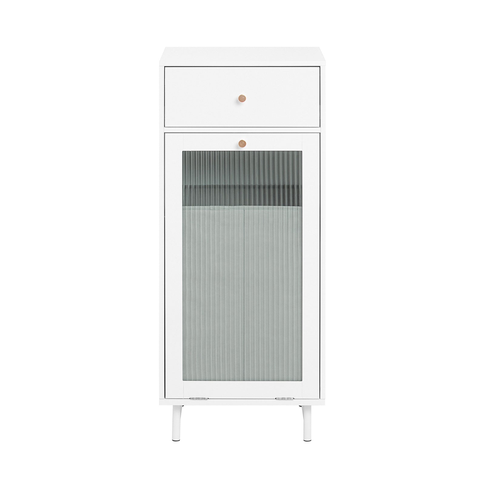 Mobile Lavanderia Con Portabiancheria Apribile Cesto Portabiancheria Con Anta In Vetro Mobile Bagno Biaco 40x40x96cm BZR116-W SoBuy