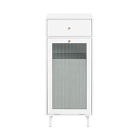 Mobile Lavanderia Con Portabiancheria Apribile Cesto Portabiancheria Con Anta In Vetro Mobile Bagno Biaco 40x40x96cm BZR116-W SoBuy