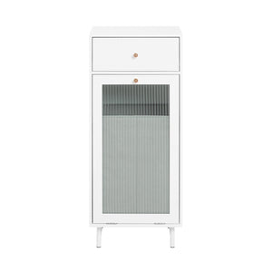 Mobile Lavanderia Con Portabiancheria Apribile Cesto Portabiancheria Con Anta In Vetro Mobile Bagno Biaco 40x40x96cm BZR116-W SoBuy