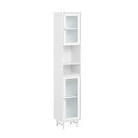 Mobile A Colonna Bagno Salvaspazio Mobile Alto Con Due Ante In Vetro Mobile Bagno Stretto Bianco 30x30x171 Cm BZR118-W SoBuy