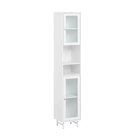 Mobile A Colonna Bagno Salvaspazio Mobile Alto Con Due Ante In Vetro Mobile Bagno Stretto Bianco 30x30x171 Cm BZR118-W SoBuy