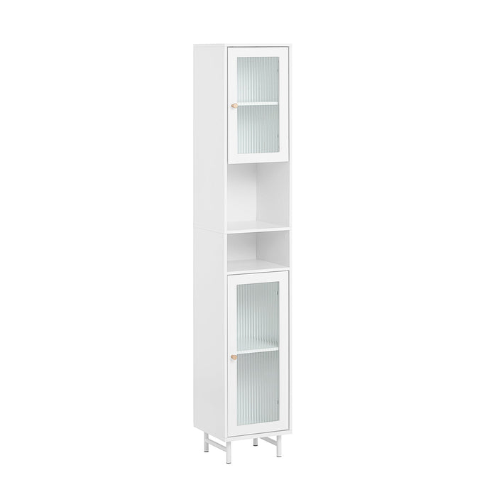 Mobile A Colonna Bagno Salvaspazio Mobile Alto Con Due Ante In Vetro Mobile Bagno Stretto Bianco 30x30x171 Cm BZR118-W SoBuy